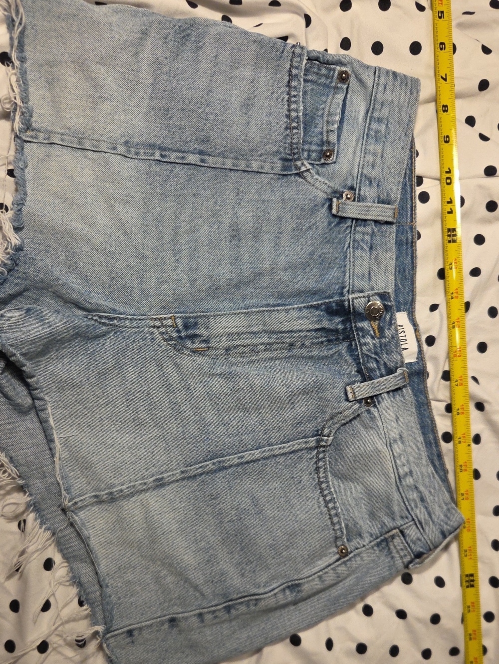 pistola light blue denim jeans with gold stitching